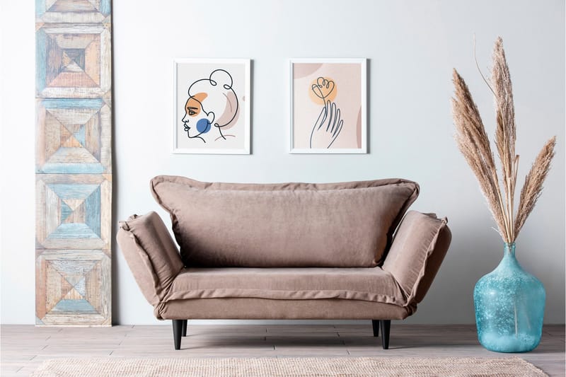 Mezonzo 3-sits Rektangulär Längsbäddad Bäddsoffa 50x190 cm i Tyg - Taupe - Möbler - Soffa - Bäddsoffa
