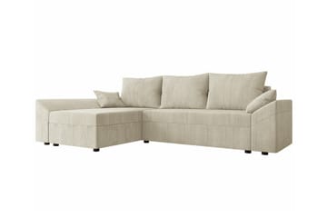 Midfeld 3-sits Hörnbäddsoffa 130x200 cm med Förvaring i Manchestertyg - Beige - Möbler - Soffa - Bäddsoffa