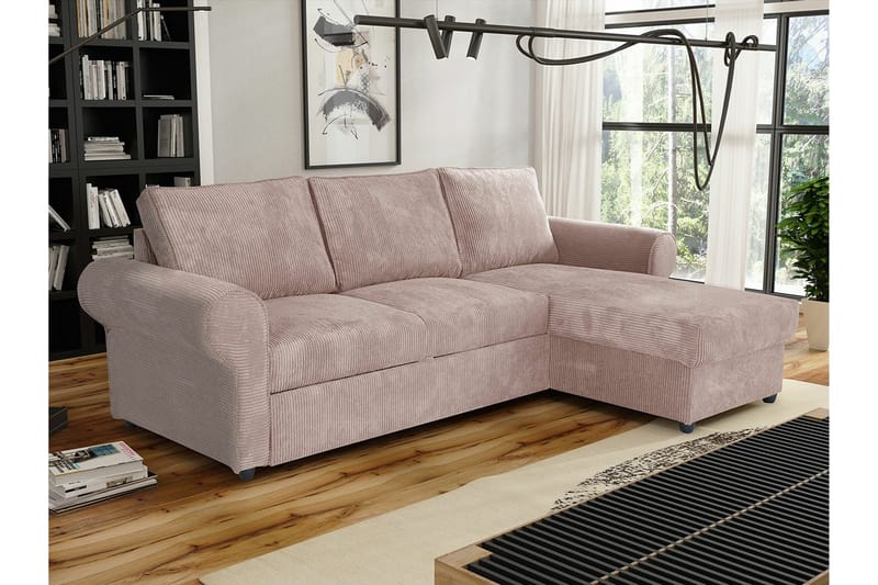 Midfeld 3-sits Hörnbäddsoffa NO_BRAND beige - Möbler - Soffa - Bäddsoffa