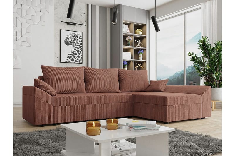 Midfeld 3-sits Hörnbäddsoffa NO_BRAND Brown - Möbler - Soffa - Bäddsoffa