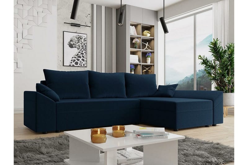 Midfeld 3-sits Hörnbäddsoffa NO_BRAND Dark blue - Möbler - Soffa - Bäddsoffa