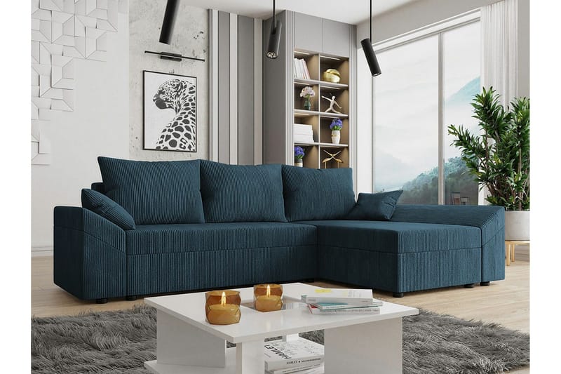 Midfeld 3-sits Hörnbäddsoffa NO_BRAND Dark blue - Möbler - Soffa - Bäddsoffa