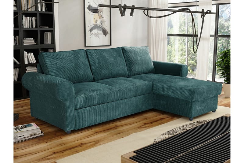 Midfeld 3-sits Hörnbäddsoffa NO_BRAND Dark Turquoise - Möbler - Soffa - Bäddsoffa