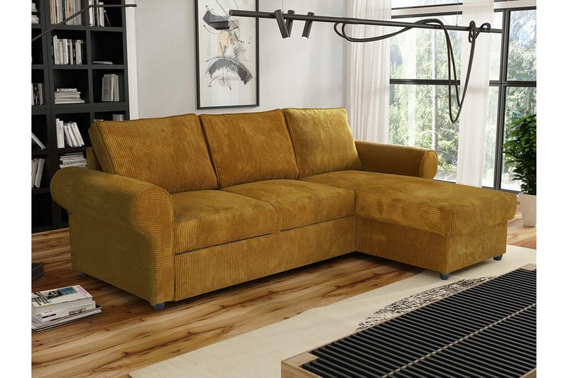 Midfeld 3-sits Hörnbäddsoffa NO_BRAND Mustard yellow - Möbler - Soffa - Bäddsoffa