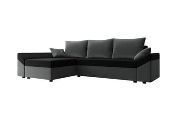 Midfeld 3-sits L-formad Hörnbäddsoffa 130x200 cm med Förvaring i Tyg - Grå|Svart - Möbler - Soffa - Bäddsoffa