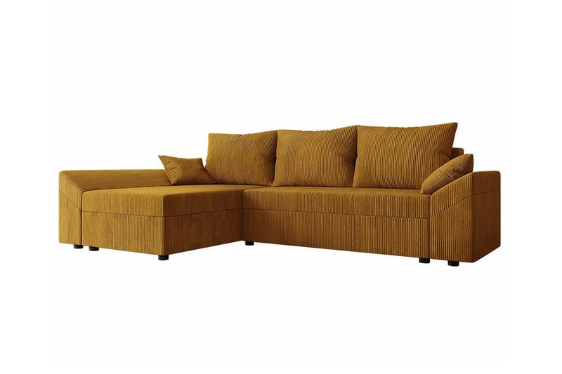 Midfeld 3-sits Vänster Hörnbäddsoffa 130x200 cm med Förvaring i Manchester, Gul