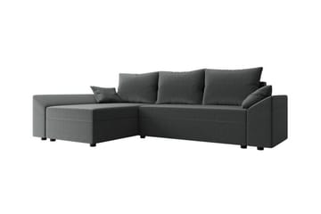 Midfeld 3-sits Vänster Hörnbäddsoffa 130x200 cm med Förvaring i Tyg - Grå - Möbler - Soffa - Bäddsoffa