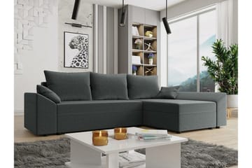 Midfeld 3-sits Vänster Hörnbäddsoffa 130x200 cm med Förvaring i Tyg - Grå - Möbler - Soffa - Bäddsoffa