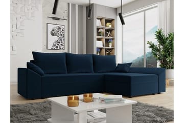 Midfeld 3-sits Vänster L-formad Hörnbäddsoffa 130x200 cm med Förvaring i Tyg - Blå - Möbler - Soffa - Bäddsoffa