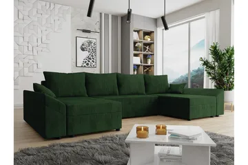Midfeld 4-sits Hörnbäddsoffa 130x268 cm med Förvaring i Manchestertyg - Grön - Möbler - Soffa - Bäddsoffa