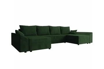 Midfeld 4-sits Hörnbäddsoffa 130x268 cm med Förvaring i Manchestertyg - Grön - Möbler - Soffa - Bäddsoffa