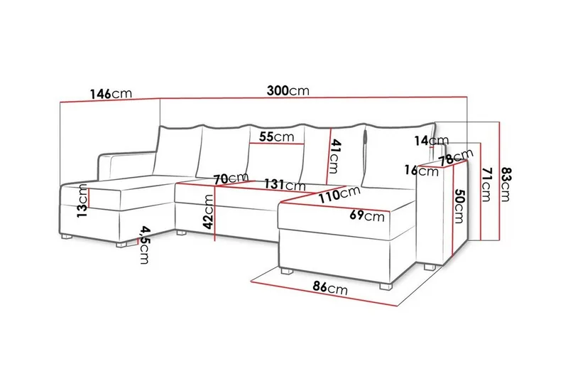 Midfeld 4-sits Hörnbäddsoffa Black - Möbler - Soffa - Bäddsoffa