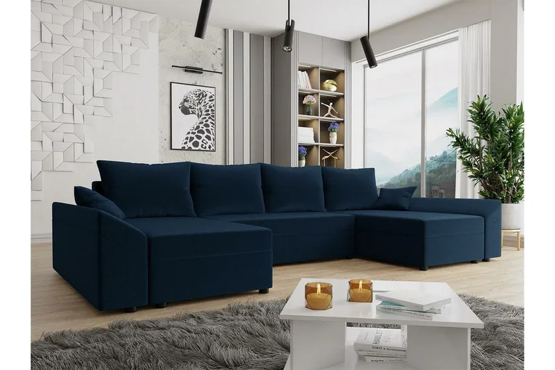 Midfeld 4-sits Hörnbäddsoffa NO_BRAND blue - Möbler - Soffa - Bäddsoffa