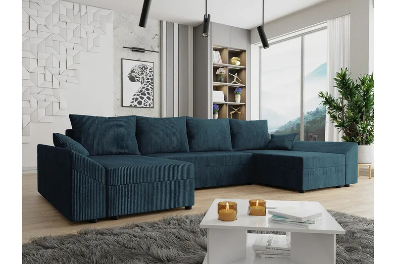 Midfeld 4-sits Hörnbäddsoffa NO_BRAND Dark blue - Möbler - Soffa - Bäddsoffa