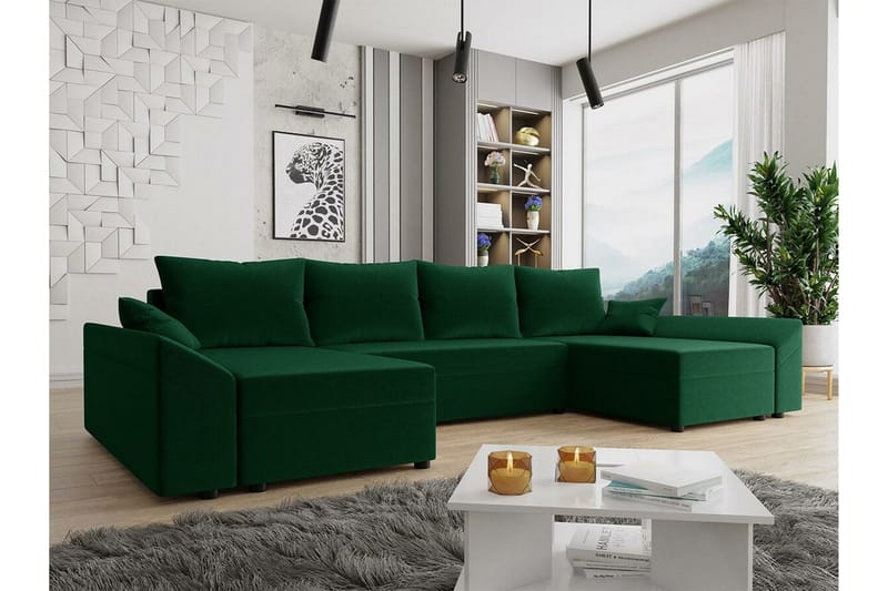 Midfeld 4-sits Hörnbäddsoffa NO_BRAND Dark green - Möbler - Soffa - Bäddsoffa