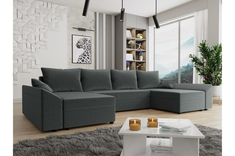 Midfeld 4-sits Hörnbäddsoffa NO_BRAND Dark grey - Möbler - Soffa - Bäddsoffa