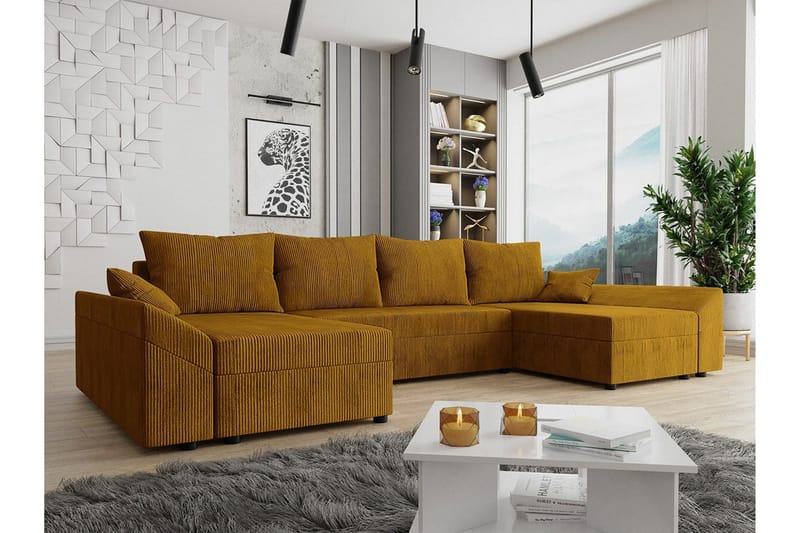 Midfeld 4-sits Hörnbäddsoffa NO_BRAND Dark yellow - Möbler - Soffa - Bäddsoffa