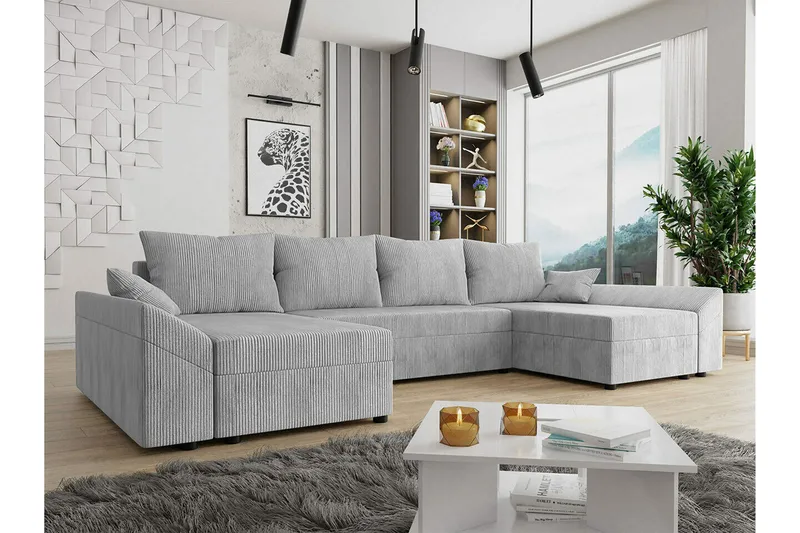 Midfeld 4-sits Hörnbäddsoffa NO_BRAND Light grey - Möbler - Soffa - Bäddsoffa