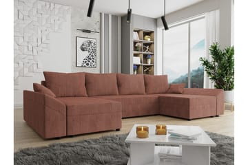 Midfeld 4-sits U-formad Hörnbäddsoffa med Förvaring i Tyg - Terrakotta - Möbler - Soffa - Bäddsoffa