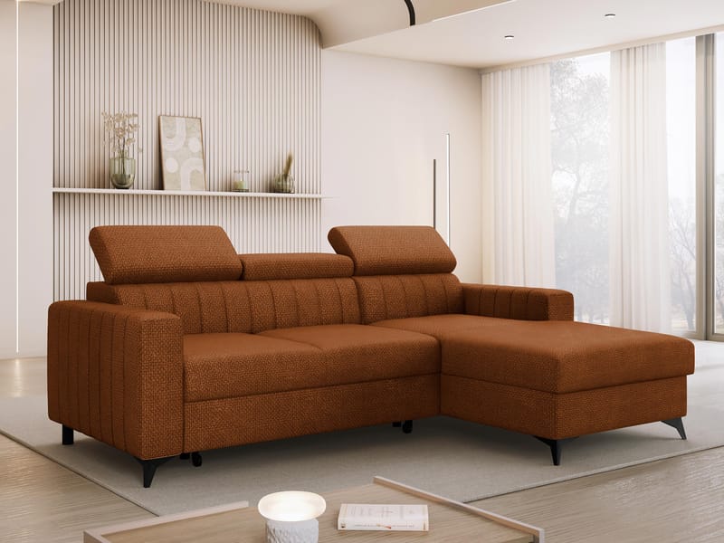 Milano 3-sits Bäddsoffa divan höger med förvaring - brun - Möbler - Soffa - Bäddsoffa
