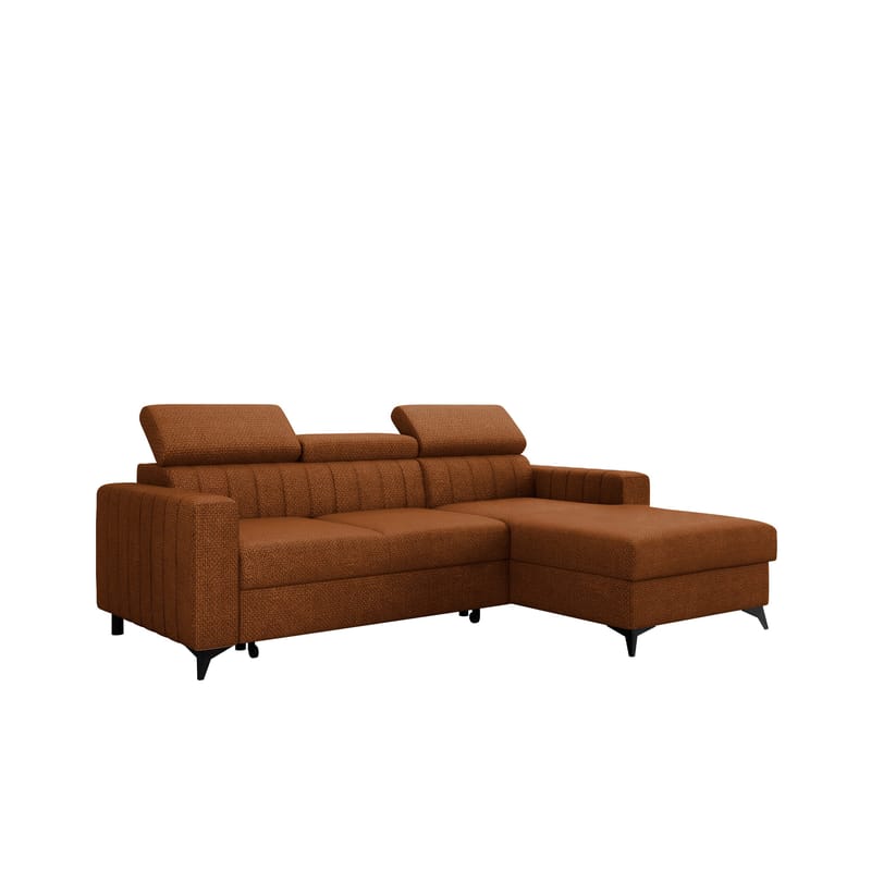 Milano 3-sits Bäddsoffa divan höger med förvaring, brun