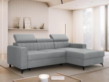 Milano 3-sits Bäddsoffa divan höger med förvaring - Grå - Möbler - Soffa - Bäddsoffa