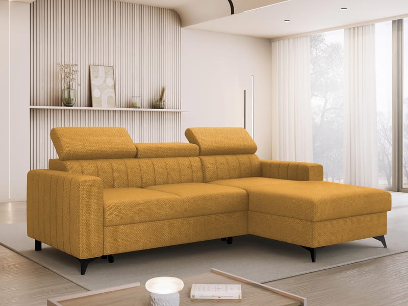 Milano 3-sits Bäddsoffa divan höger med förvaring - gul - Möbler - Soffa - Bäddsoffa