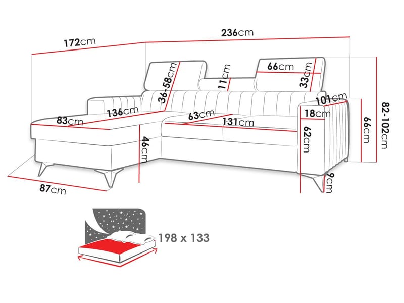 Milano 3-sits Bäddsoffa divan höger med förvaring - gul - Möbler - Soffa - Bäddsoffa