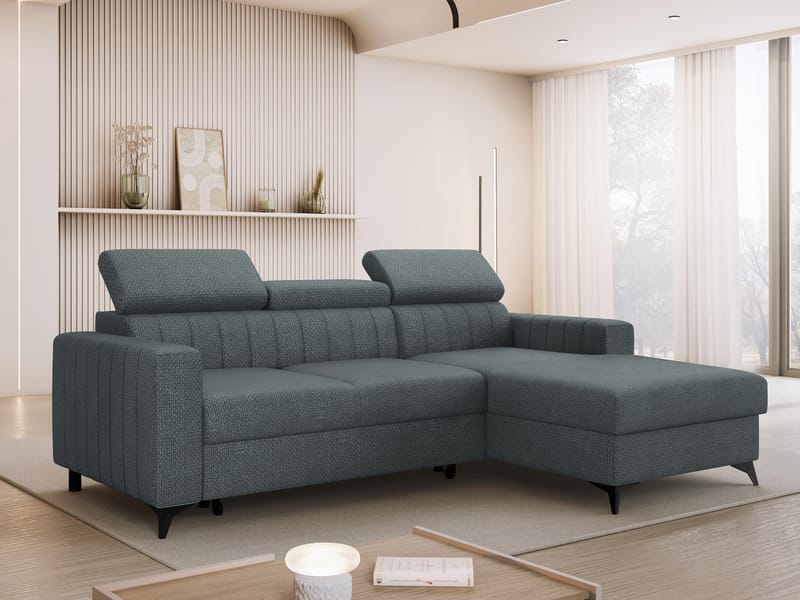 Milano 3-sits Bäddsoffa divan höger med förvaring - mörkgrå - Möbler - Soffa - Bäddsoffa