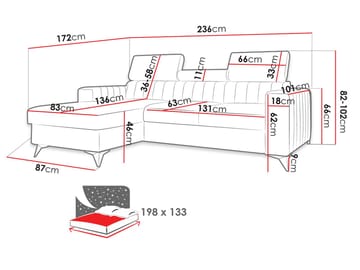 Milano 3-sits Bäddsoffa divan höger med förvaring - Mörkgrå - Möbler - Soffa - Bäddsoffa