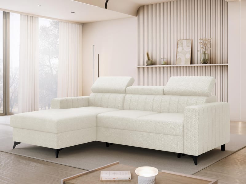 Milano 3-sits Bäddsoffa divan vänster med förvaring - beige - Möbler - Soffa - Bäddsoffa
