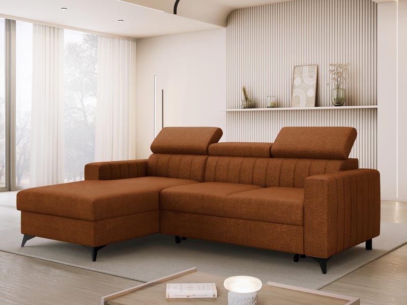 Milano 3-sits Bäddsoffa divan vänster med förvaring - brun - Möbler - Soffa - Bäddsoffa