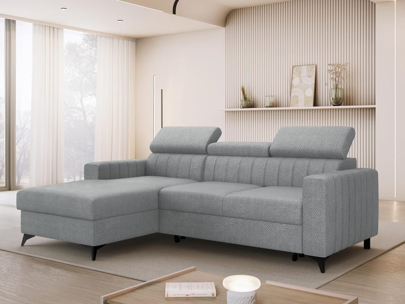 Milano 3-sits Bäddsoffa divan vänster med förvaring - Grå - Möbler - Soffa - Bäddsoffa