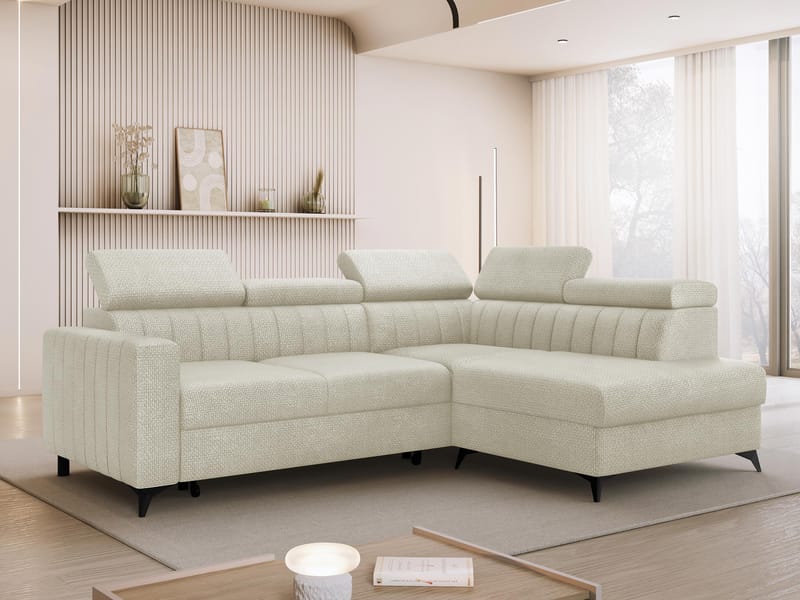 Milano 4-sits Bäddsoffa schäslong höger med förvaring - beige - Möbler - Soffa - Bäddsoffa