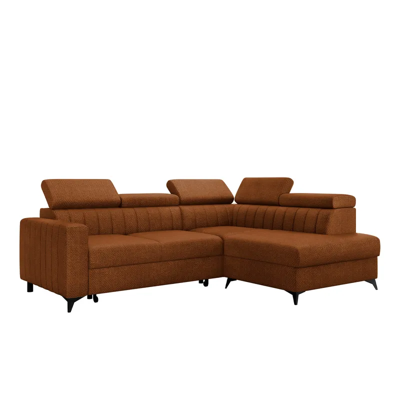 Milano 4-sits Bäddsoffa schäslong höger med förvaring, brun