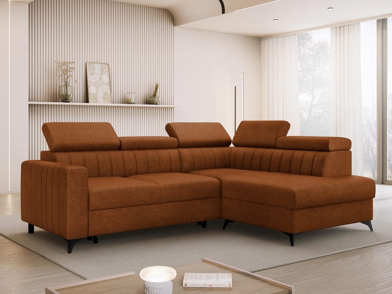 Milano 4-sits Bäddsoffa schäslong höger med förvaring - brun - Möbler - Soffa - Bäddsoffa
