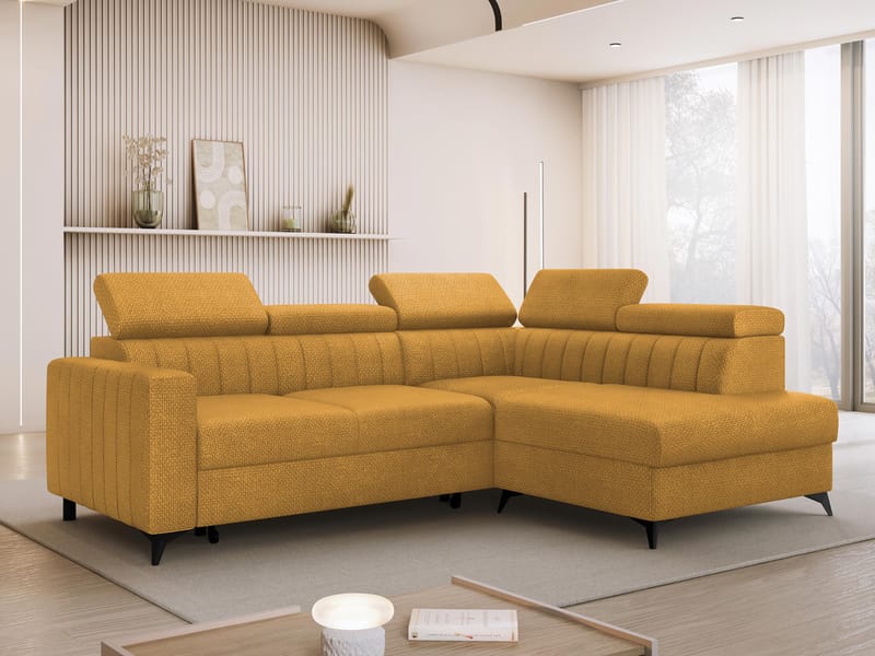 Milano 4-sits Bäddsoffa schäslong höger med förvaring - gul - Möbler - Soffa - Bäddsoffa