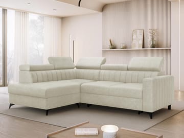Milano 4-sits Bäddsoffa schäslong vänster med förvaring - beige - Möbler - Soffa - Bäddsoffa