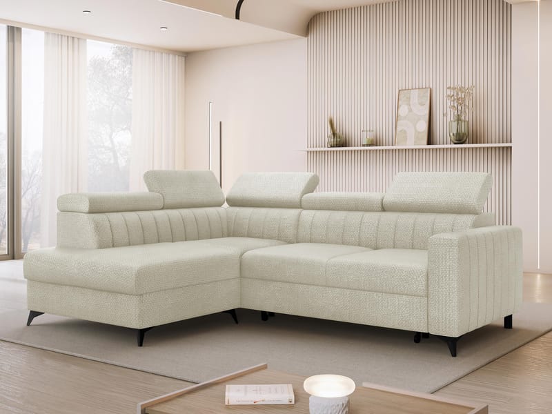 Milano 4-sits Bäddsoffa schäslong vänster med förvaring - beige - Möbler - Soffa - Bäddsoffa