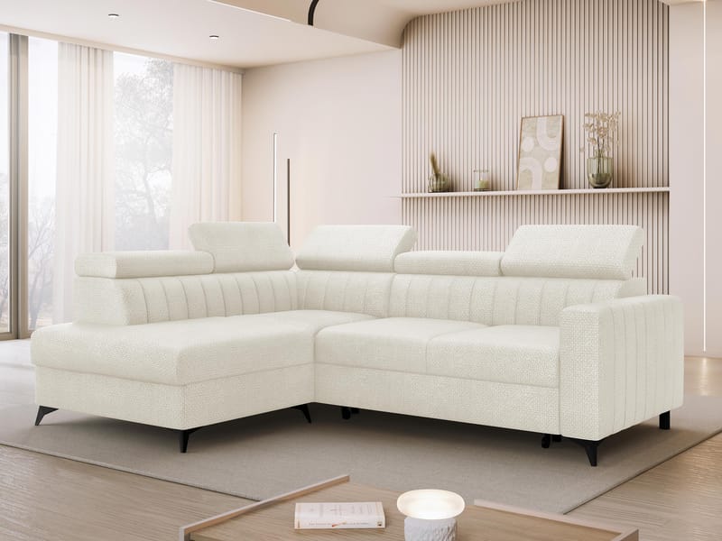 Milano 4-sits Bäddsoffa schäslong vänster med förvaring - beige - Möbler - Soffa - Bäddsoffa