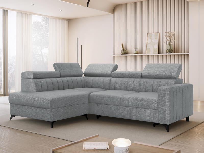 Milano 4-sits Bäddsoffa schäslong vänster med förvaring - grå - Möbler - Soffa - Bäddsoffa