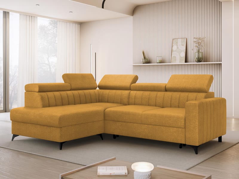 Milano 4-sits Bäddsoffa schäslong vänster med förvaring - gul - Möbler - Soffa - Bäddsoffa
