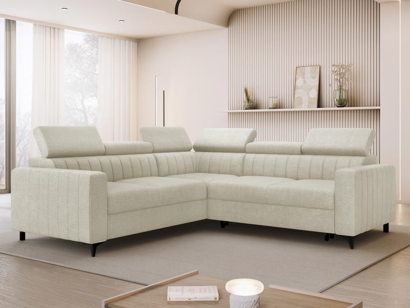 Milano 5-sits Bäddsoffa hörn med förvaring - Beige - Möbler - Soffa - Bäddsoffa