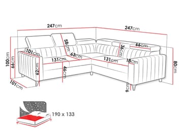 Milano 5-sits Bäddsoffa hörn med förvaring - Grå - Möbler - Soffa - Bäddsoffa