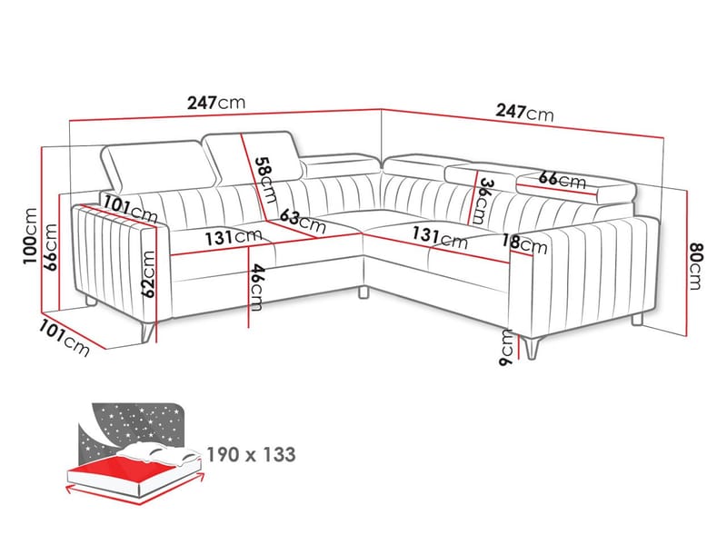 Milano 5-sits Bäddsoffa hörn med förvaring - Mörkgrå - Möbler - Soffa - Bäddsoffa