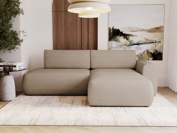 Milias 3-sits Bäddsoffa med Divan Höger och Förvaring - Mörkbeige - Möbler - Soffa - Bäddsoffa
