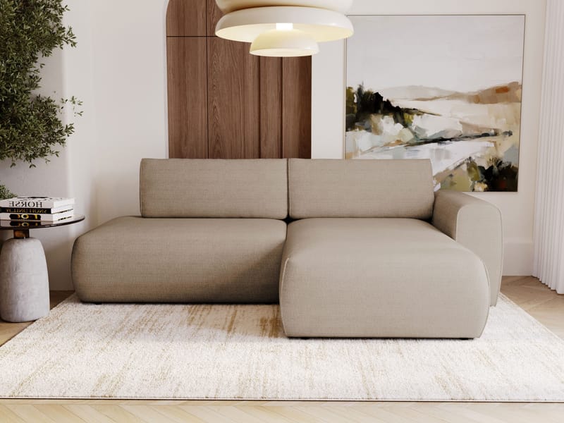 Milias 3-sits Bäddsoffa med Divan Höger och Förvaring - Mörkbeige - Möbler - Soffa - Bäddsoffa