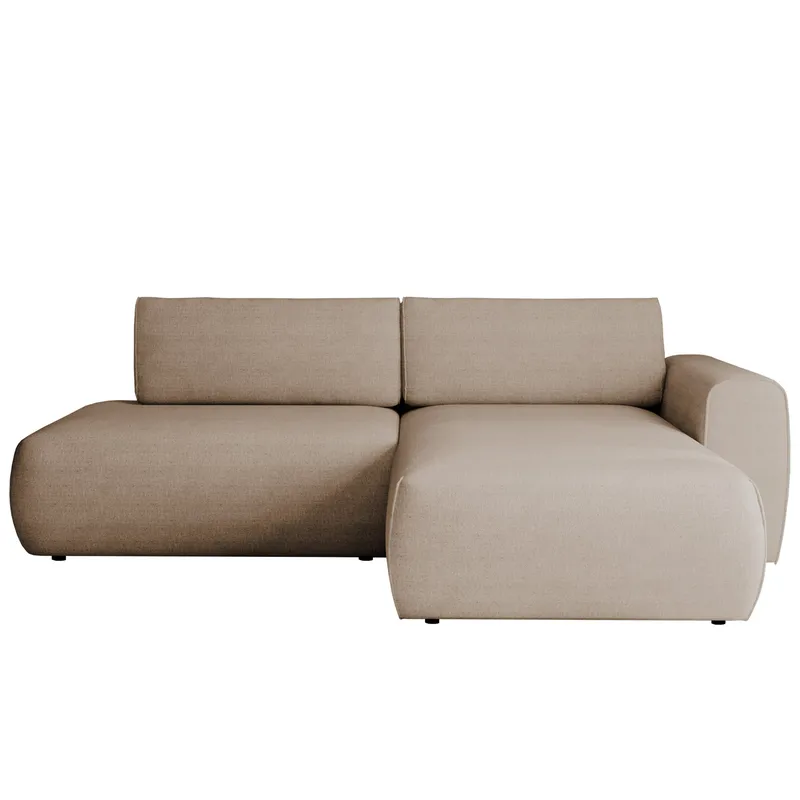 Milias 3-sits Bäddsoffa med Divan Höger och Förvaring, Mörkbeige