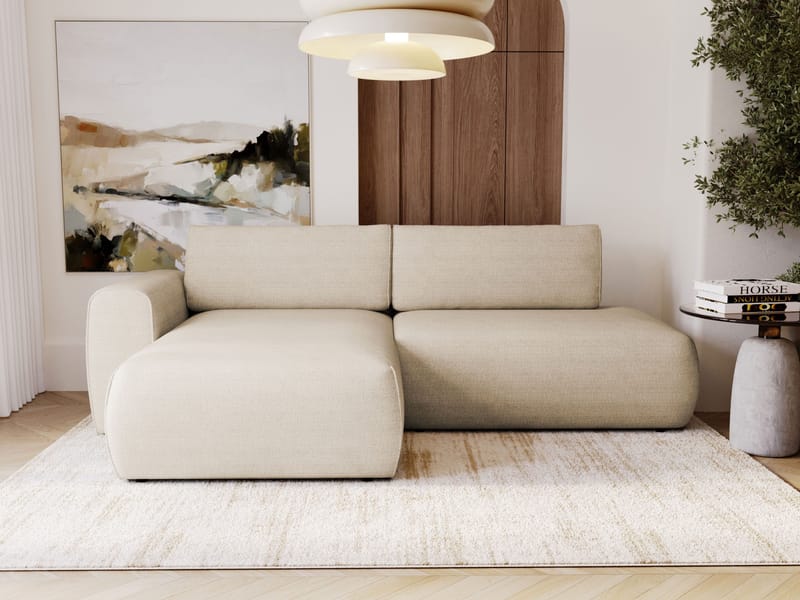 Milias 3-sits Bäddsoffa med Divan Vänster och Förvaring - Beige - Möbler - Soffa - Bäddsoffa