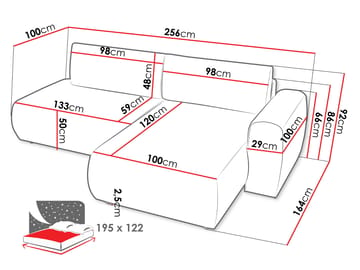 Milias 3-sits Bäddsoffa med Divan Vänster och Förvaring - Beige - Möbler - Soffa - Bäddsoffa